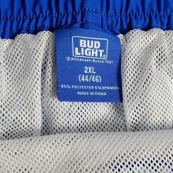 Bud Light Men's Swim Trunks Blue Star Logo Board Shorts 2XL 44/46 Lined Drawstri - Picture 6 of 9